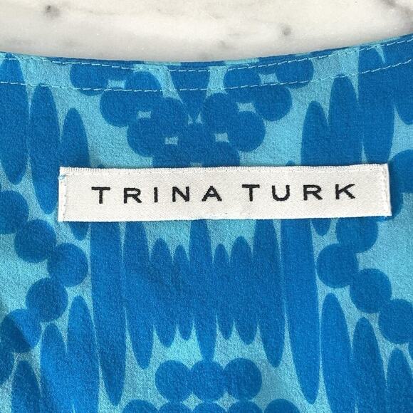 TRINA TURK Silk Blend Mini-Dress Cover-Up XS-S Blue Tunic *Missing Size Tag EUC - Picture 5 of 7